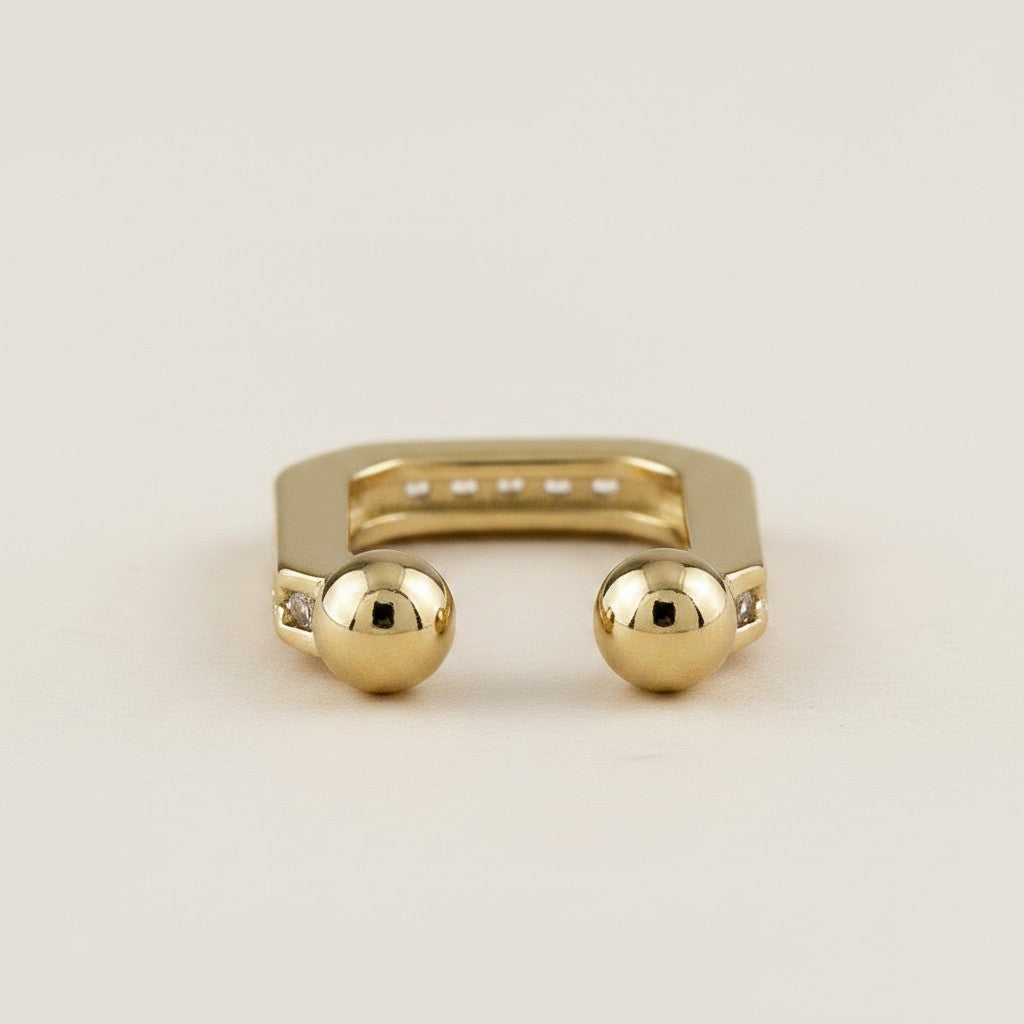 18k Gold Filled Square CZ Ear Cuff | No-Piercing Architectural Edge