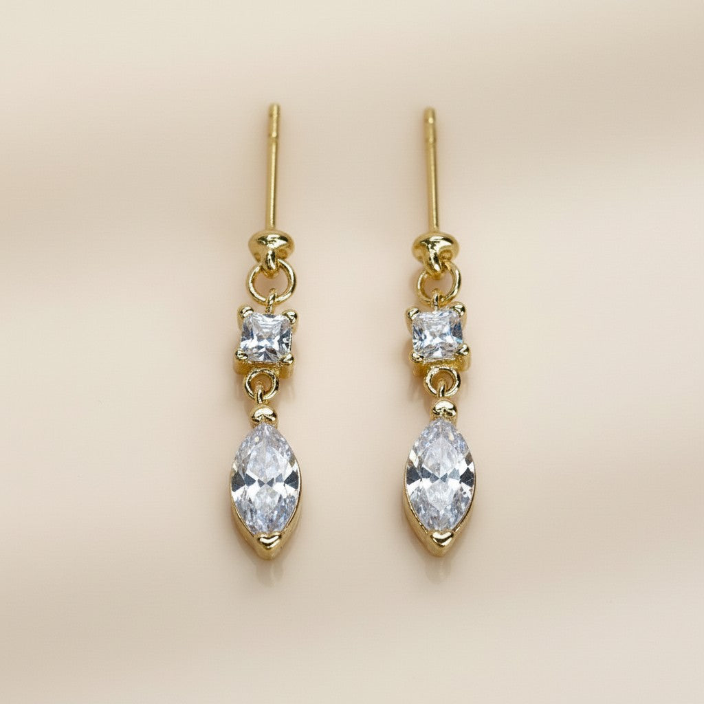 Princess Cut Dangling Earrings | CZ Diamond Drop Earrings | Luxury Statement Earrings for Women