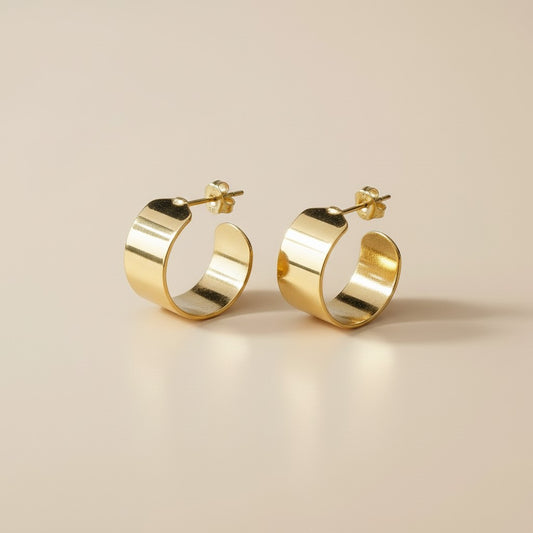 Semi Hoop Earrings for Women - Flat C Hoop Earrings | Hypoallergenic