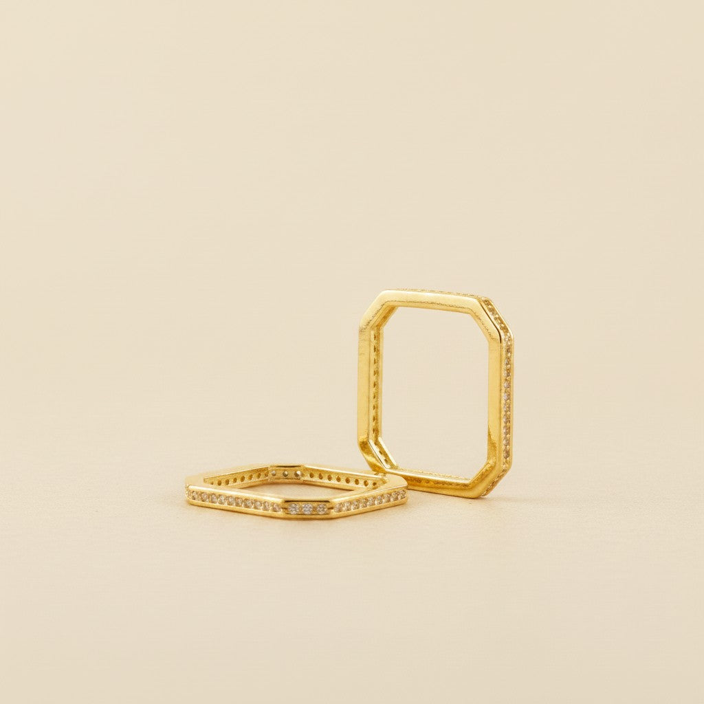 18k Gold Filled Square Ring | Modern Architectural Minimalism