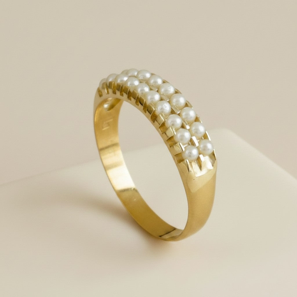 18k Gold Filled Double Pearl Ring | Modern Take on a Classic