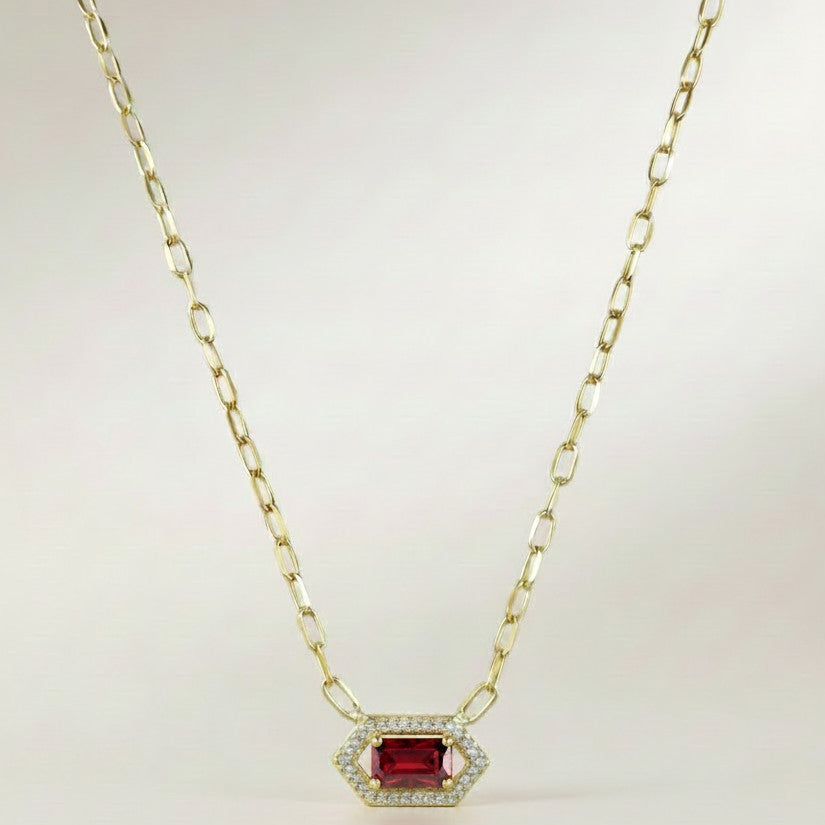 18k Gold Vermeil Birthstone Baguette Necklace — Wear Your Month. Every Single Day.