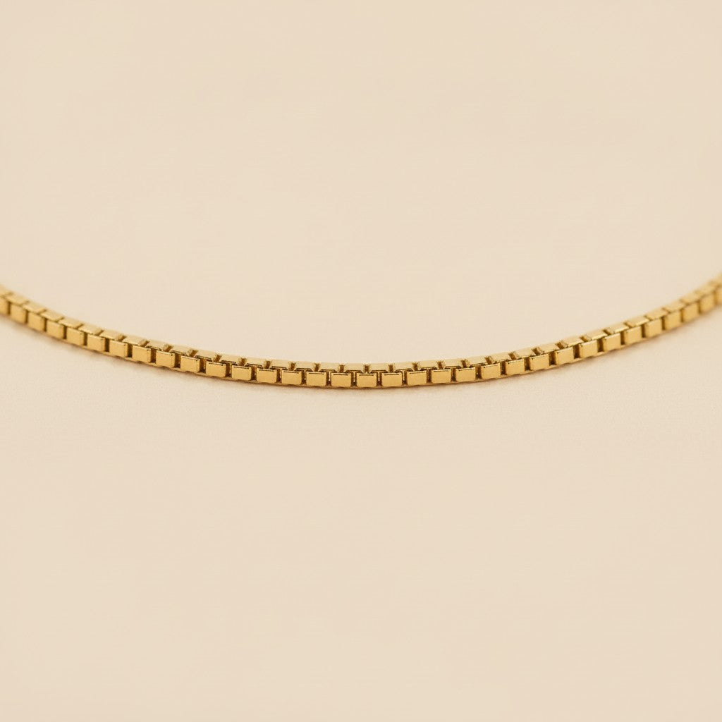 Diamond Cut Box Chain Necklace - Adjustable Length for Women