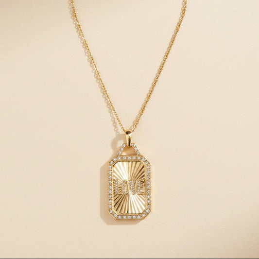 💛 18k Gold Filled Vintage Love Plaque Necklace — The Word That Matters Most, Worn Largest.