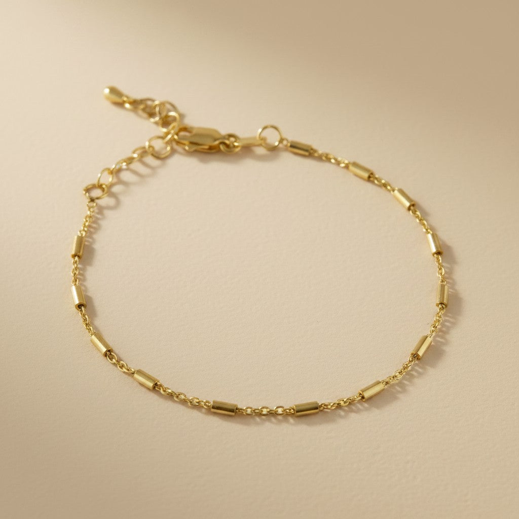 ✨ 18k Gold Filled Mini Tube Chain Bracelet — Structure and Fluidity. Both at Once.