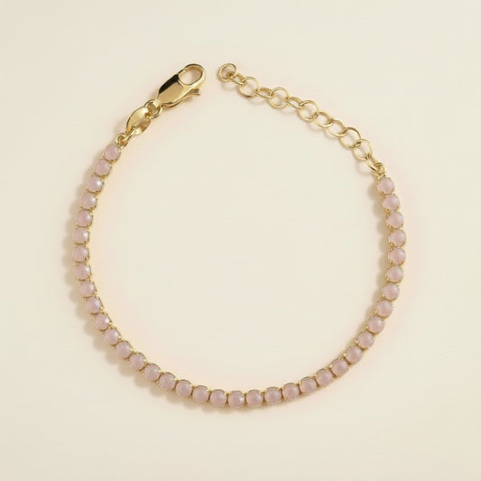 Nude Pink CZ Tennis Bracelet - Adjustable Chain Bracelet