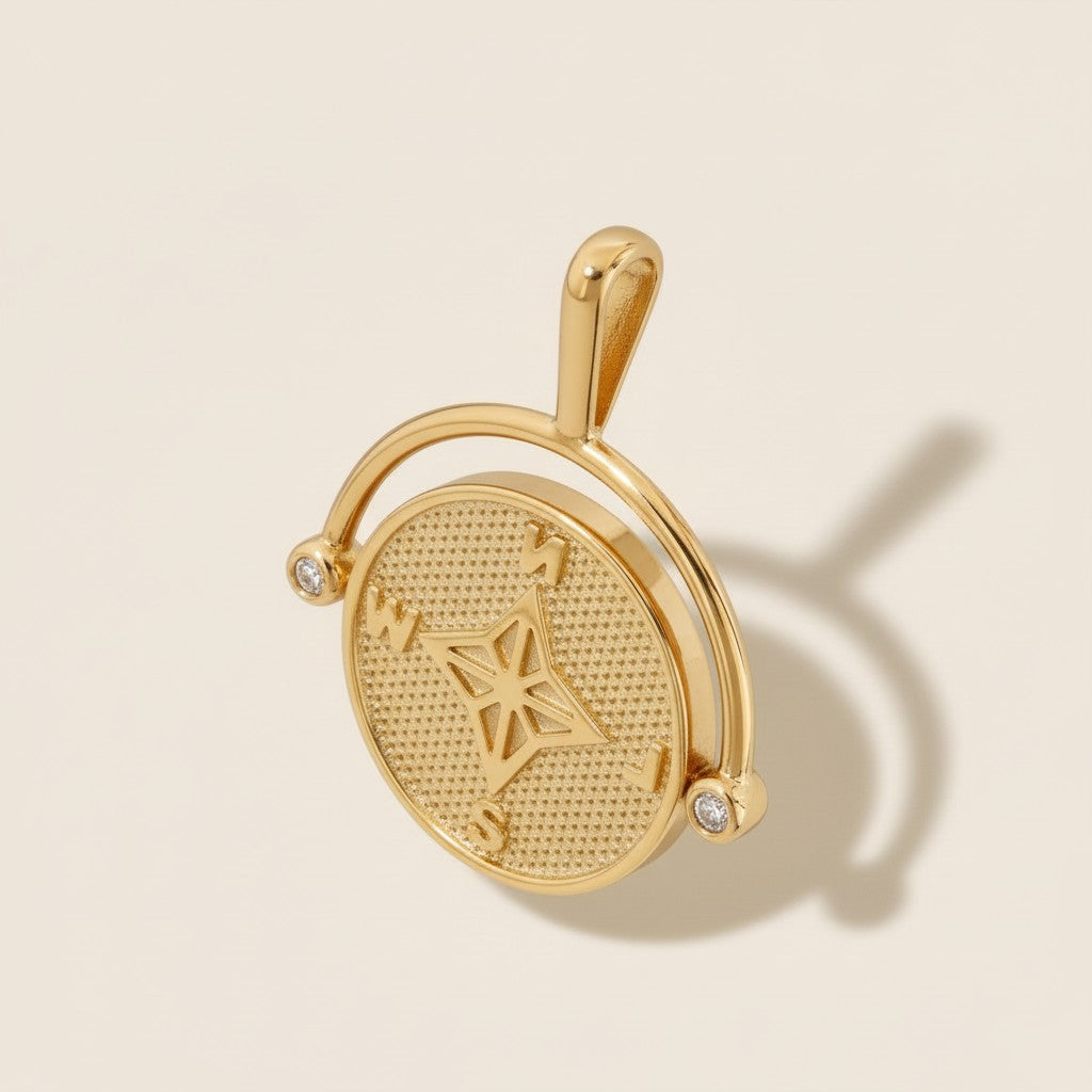 Compass Necklace - Swivel Pendant for Women | Symbol of Direction & Luck