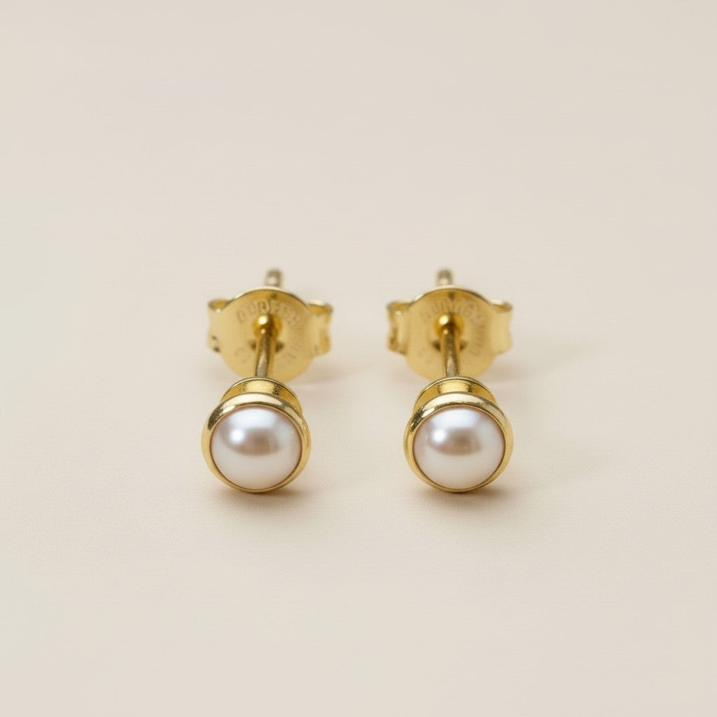 Pearl Stud Earrings - Classic Cabochon Pearl Studs for Women | Hypoallergenic Vintage-Inspired Earrings | Timeless Elegance