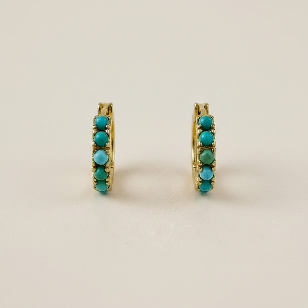 🩵 18k Gold Filled Natural Turquoise Hoop Earrings — A Little Sky, A Little Gold, A Lot of Charm
