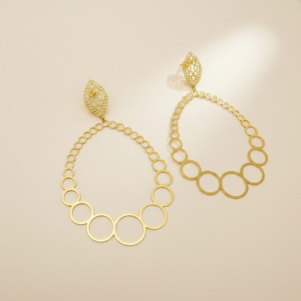 18k Gold Filled Round and Around Oversized Earrings | Bold Statement Style