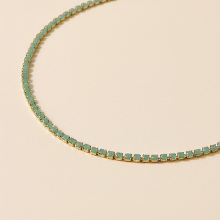 18k Gold Filled 3mm Mint Cubic Zirconia Necklace
