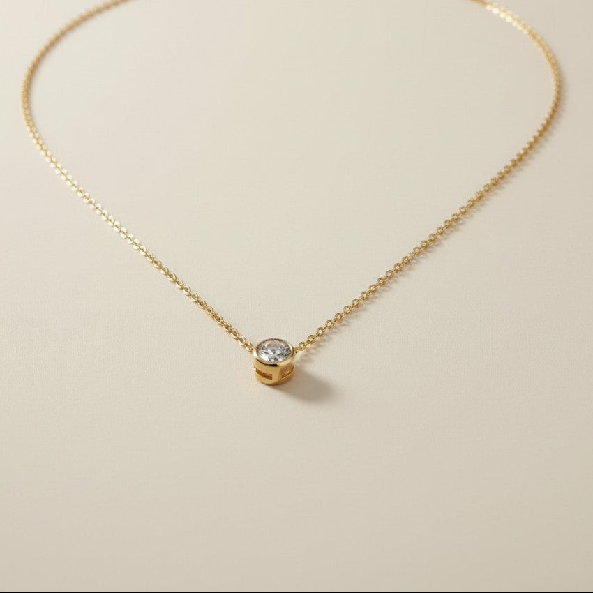Solitaire CZ Necklace - Classic Diamond Alternative Pendant for Women