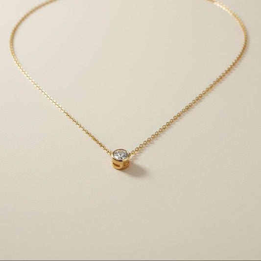 Solitaire CZ Necklace - Classic Diamond Alternative Pendant for Women