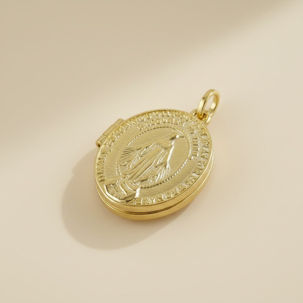 18k Gold Filled Our Lady of Grace Locket Necklace | A Meaningful Keepsake