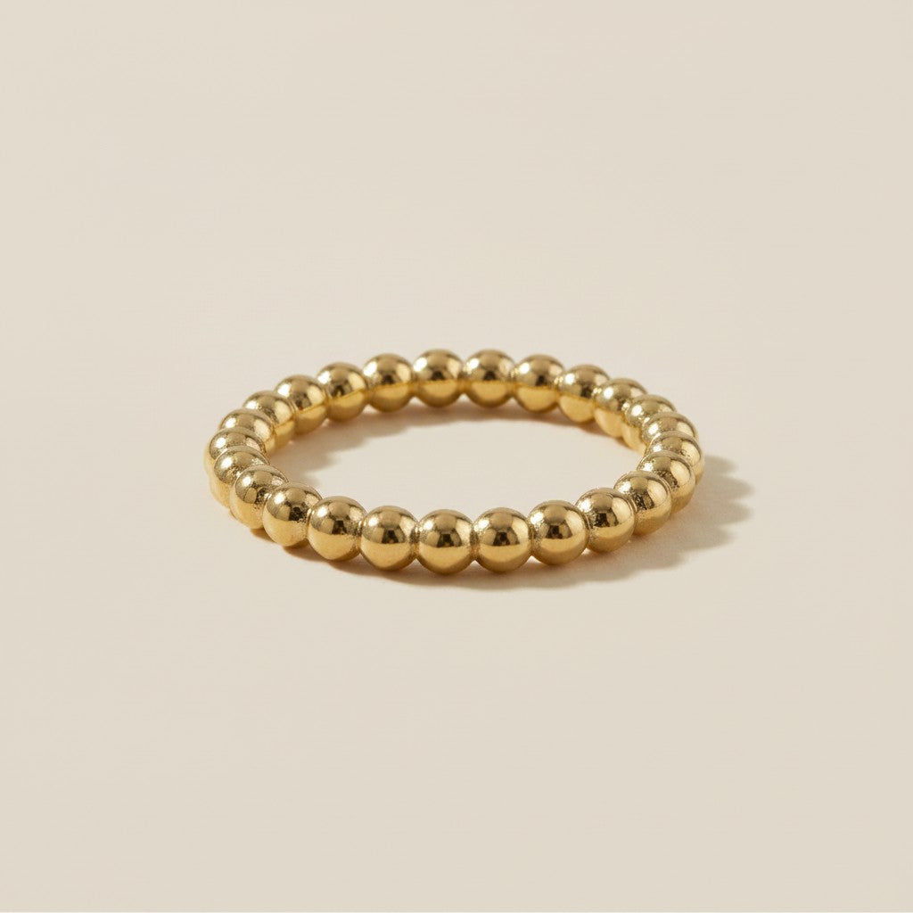 18k Gold Filled 2mm Beaded Band Ring | Minimalist & Charming