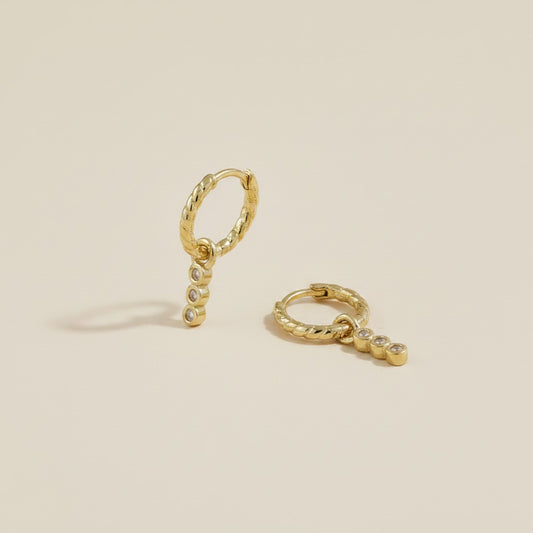 18k Gold Filled Twisted Hoop Earrings with Removable CZ Charm — One Earring. Two Looks. Every Day.