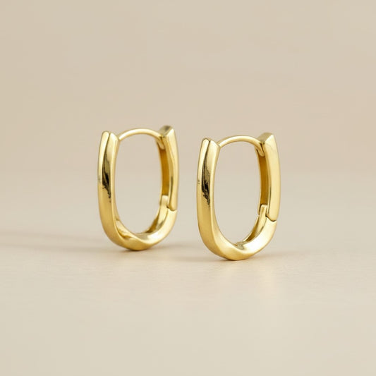 18k Gold Filled Twisted Oblong Hoop Earrings | Modern Sculptural Shine