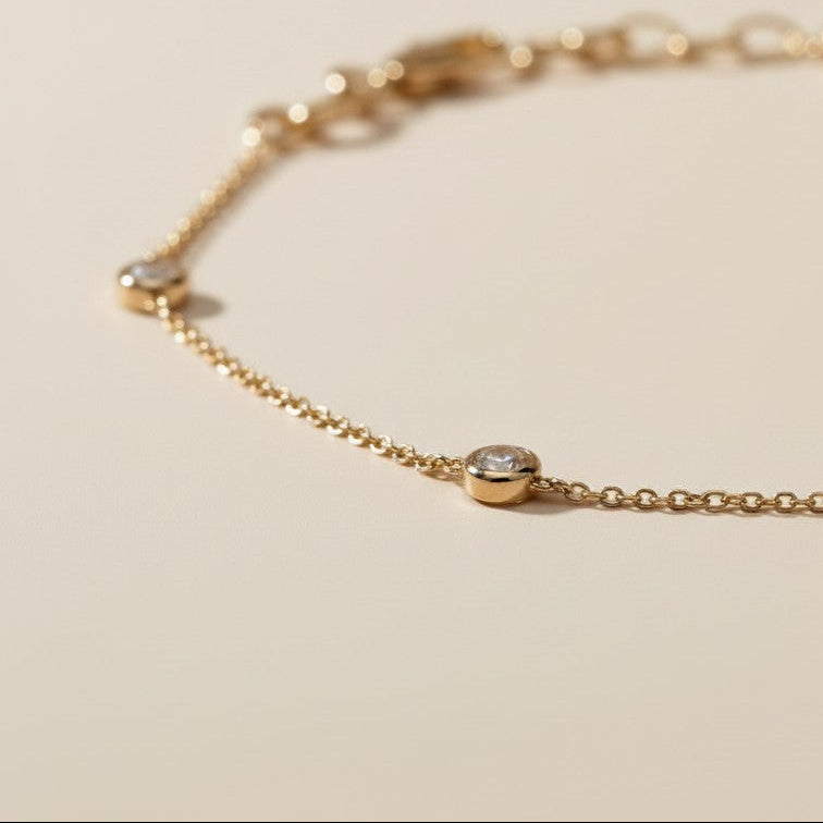 CZ Bezel Bracelet for Women - Minimalist Diamond Look Bracelet