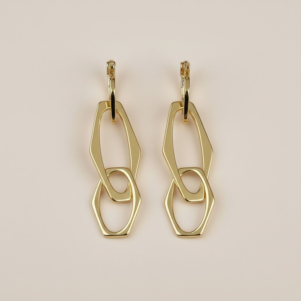 Geometric Dangle Earrings - Modern Statement Earrings for Women