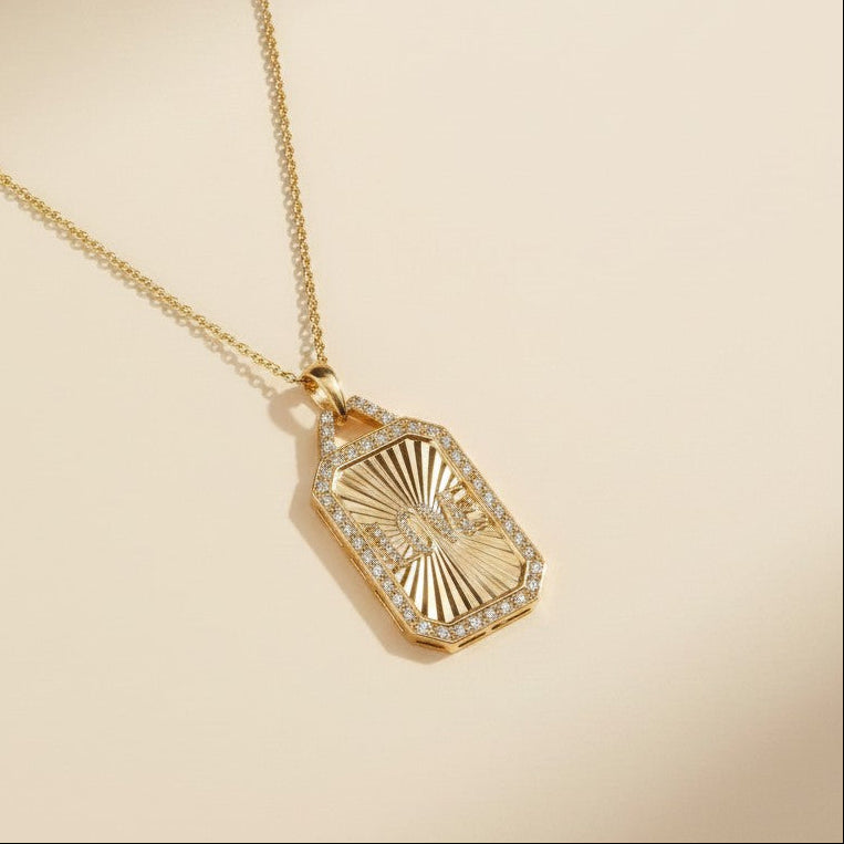 💛 18k Gold Filled Vintage Love Plaque Necklace — The Word That Matters Most, Worn Largest.