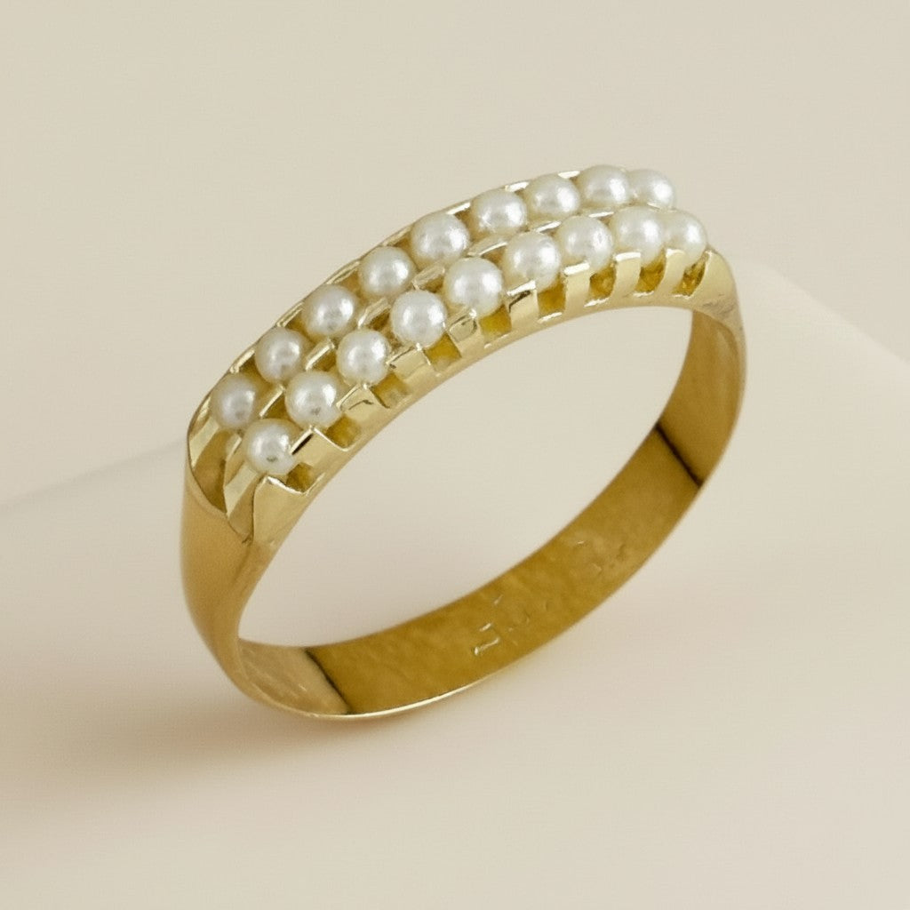 18k Gold Filled Double Pearl Ring | Modern Take on a Classic
