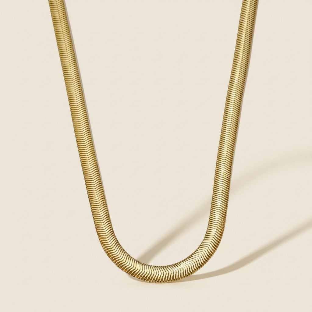 18k Gold Filled 8mm Fancy Thick Snake Chain Necklace | Bold Luxurious Statement