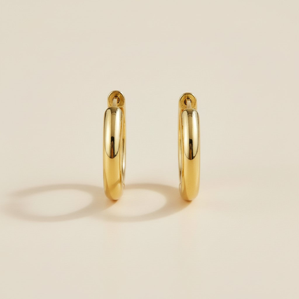 Clicker Hoop Earrings - 20mm Polished Gold Hoops for Women