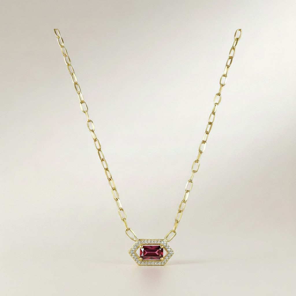 18k Gold Vermeil Birthstone Baguette Necklace — Wear Your Month. Every Single Day.