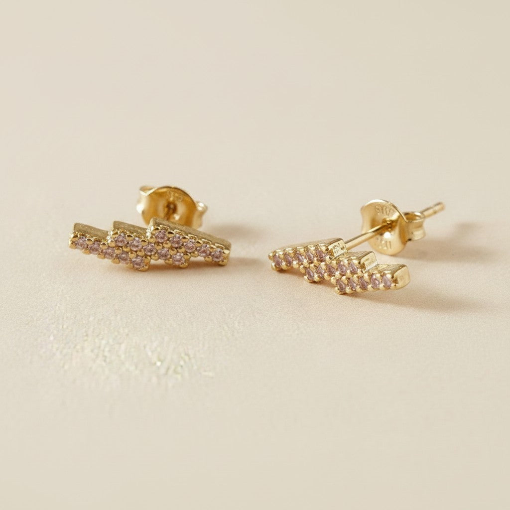 18k Gold Filled Cascading Bars Stud Earrings | Refined Everyday Sparkle