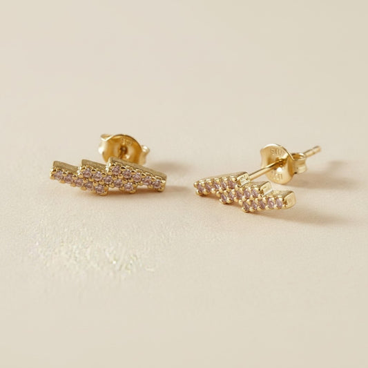 18k Gold Filled Cascading Bars Stud Earrings | Refined Everyday Sparkle