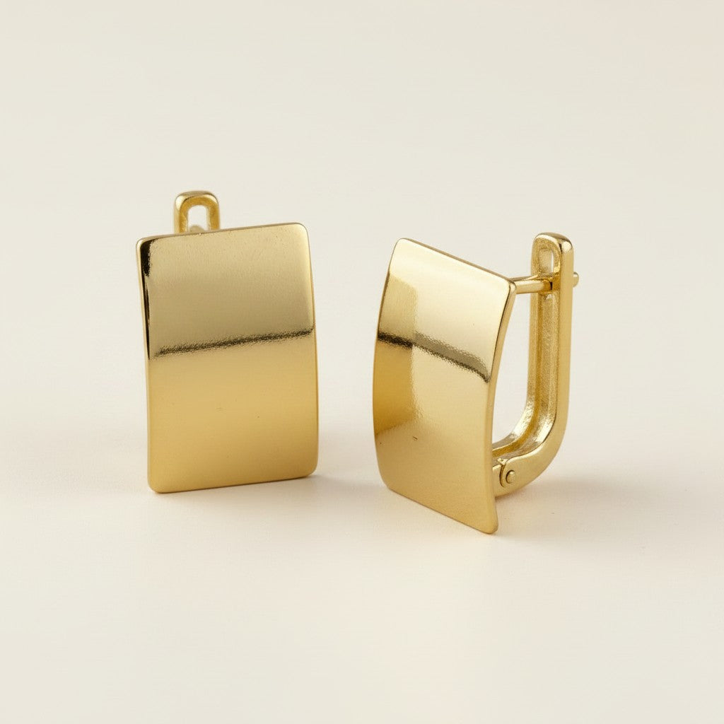 18k Gold Filled Flat Plate Clicker Hoop Earrings | Modern Minimalist Elegance
