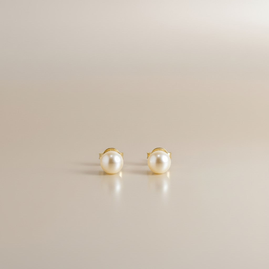 Pearl Stud Earrings for Women - 6mm Korean Pearl Studs