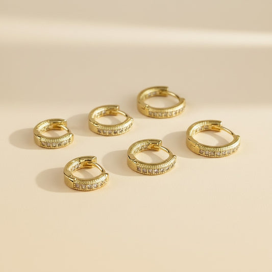 18k Gold Filled Double CZ Hoop Earrings — Inside. Outside. Every Angle. All Sparkle.