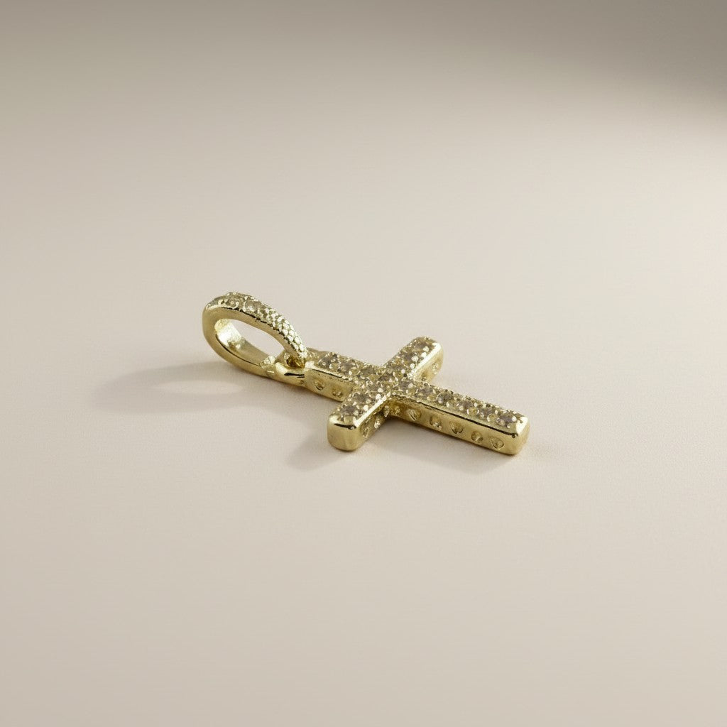 ✝️ 18k Gold Filled CZ Cross Charm — Faith in Gold. Brilliance in Every Line