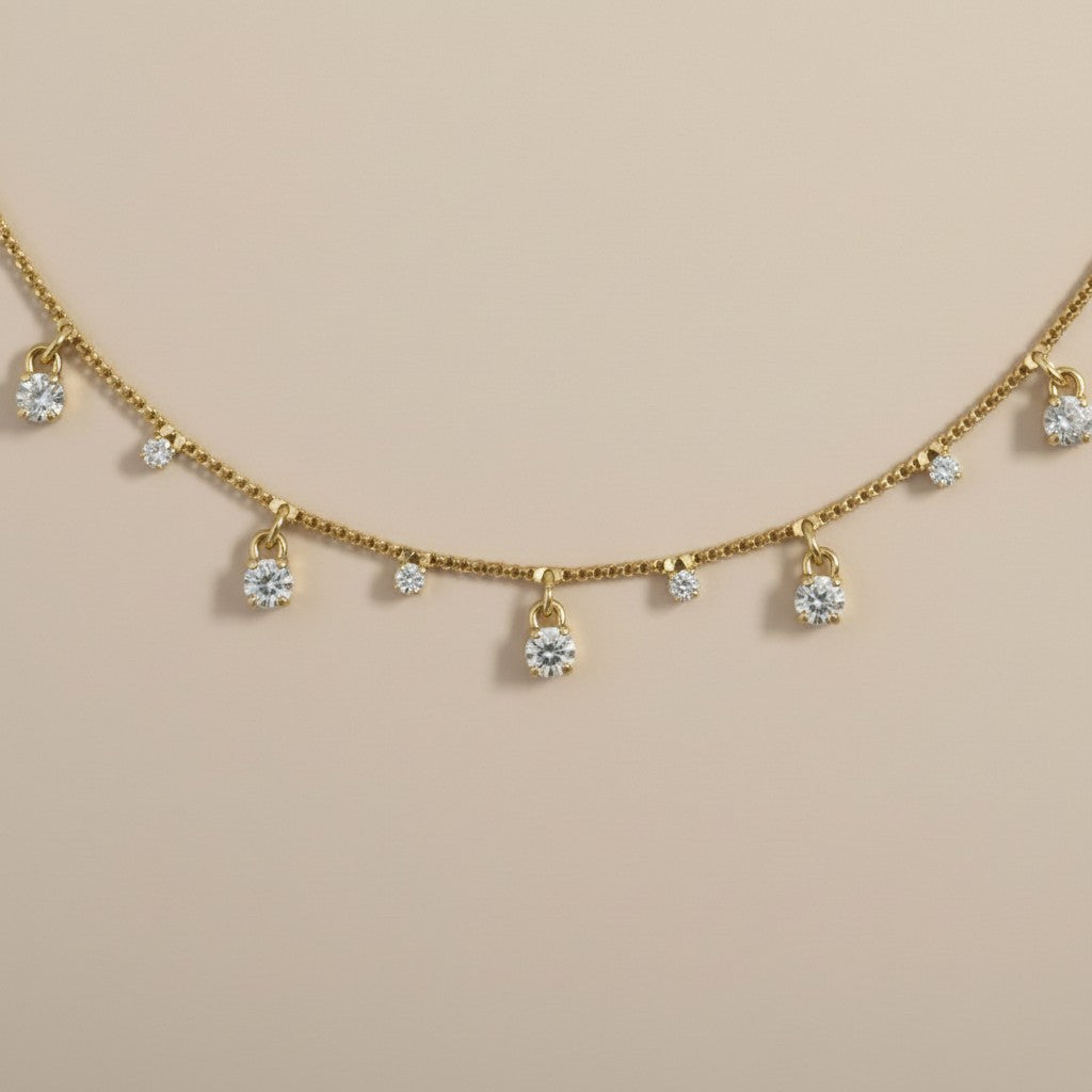 Sparkle Necklace - Dainty CZ Crystal Choker for Women | Adjustable Chain 18"-20" | Hypoallergenic Jewelry