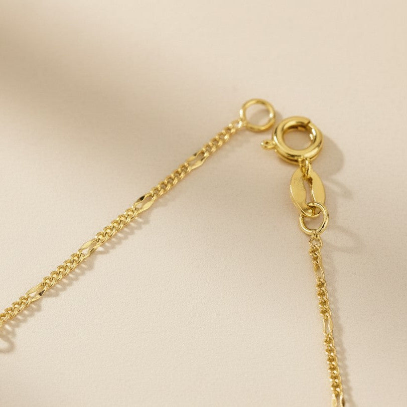 Figaro Chain Necklace for Women | Thin Beaten Figaro Style | Delicate Italian Chain Design