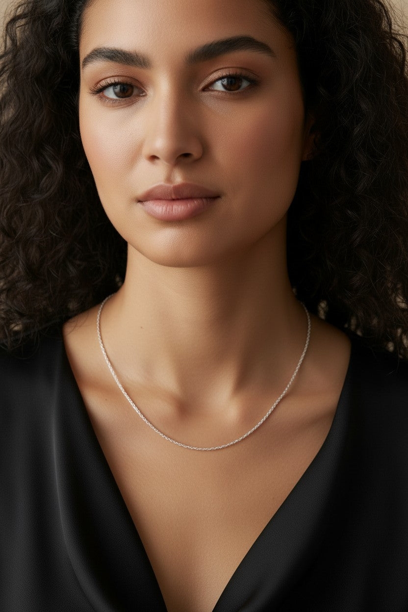 Sterling Silver Rhodium-Plated Singapore Chain — Where Light Meets the Art of the Twist