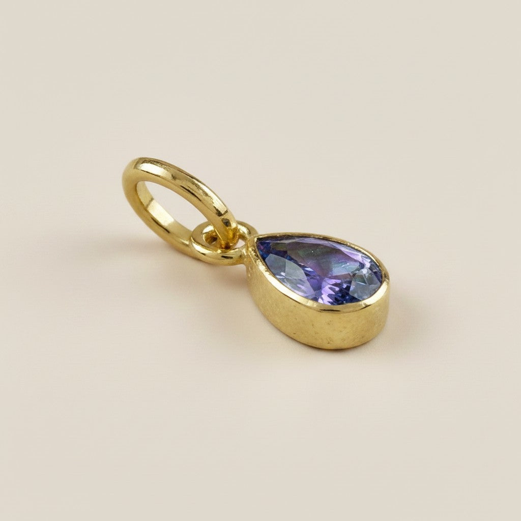 18k Gold Filled Birthstone Bezel Drop Charm | Personalized Sparkle
