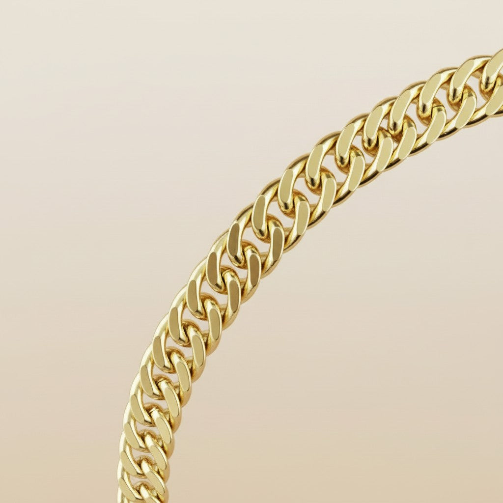 Curb Chain Bracelet - 4mm Wide Cuban Link Bracelet for Women | Hypoallergenic Gold Chain Bracelet 7 Inches