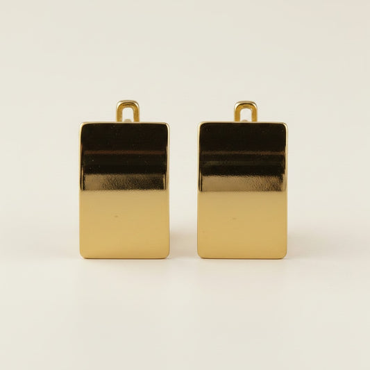 18k Gold Filled Flat Plate Clicker Hoop Earrings | Modern Minimalist Elegance