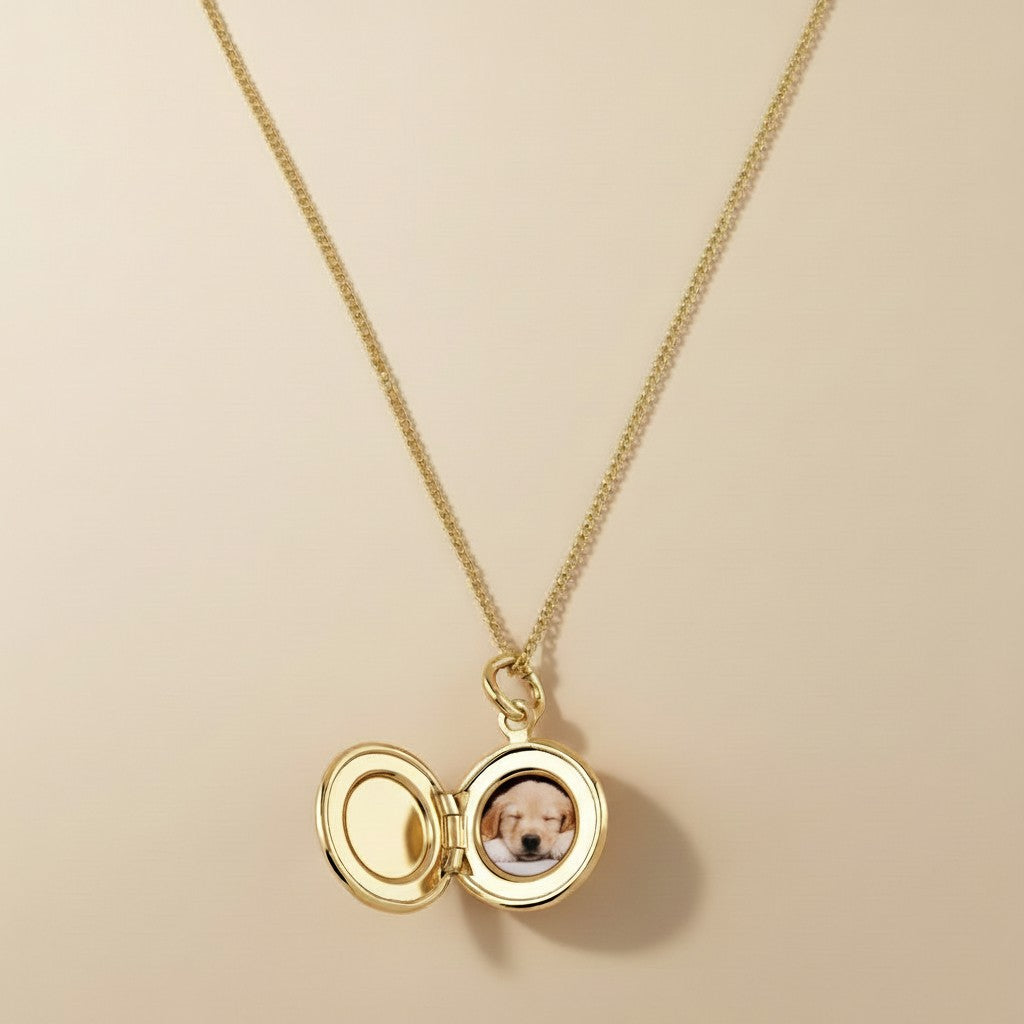 18k Gold Filled Round Locket Necklace