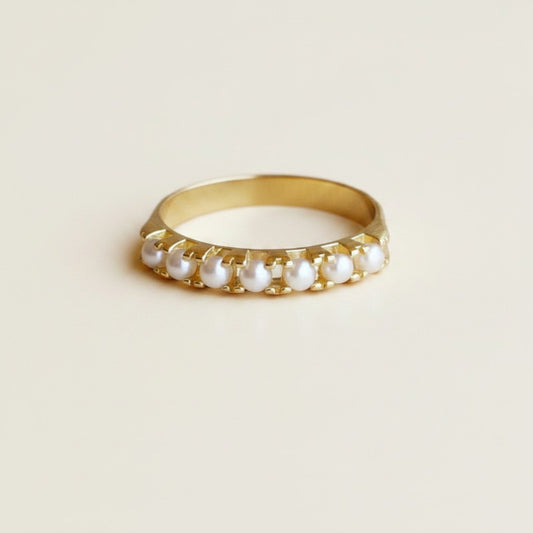 18k Gold Filled Synthetic Pearl Ring | Delicate Stackable Style