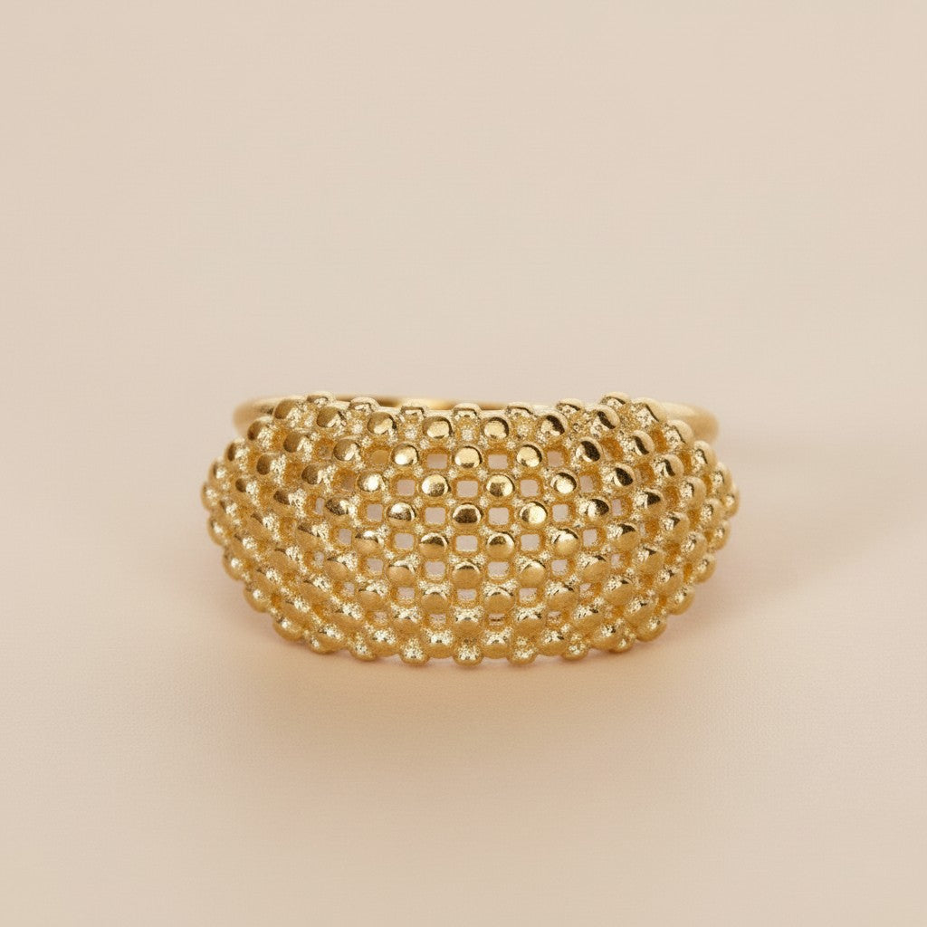 Curved Mesh Cluster Ring - Bold Statement Ring - Handcrafted Women's Ring