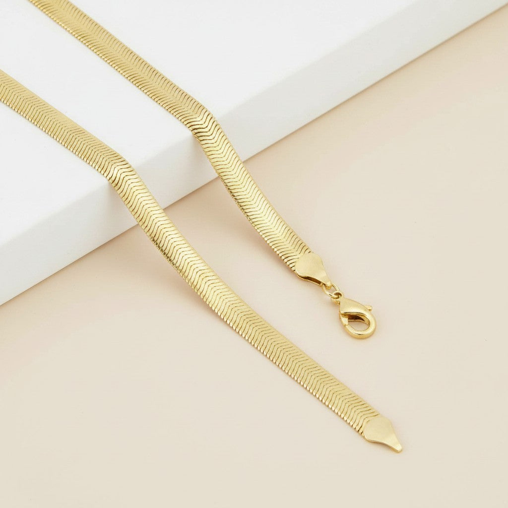 18k Gold Filled 8mm Fancy Thick Snake Chain Necklace | Bold Luxurious Statement