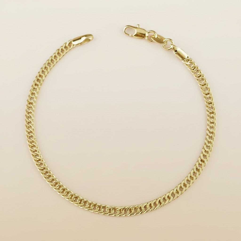 Curb Chain Bracelet - 4mm Wide Cuban Link Bracelet for Women | Hypoallergenic Gold Chain Bracelet 7 Inches