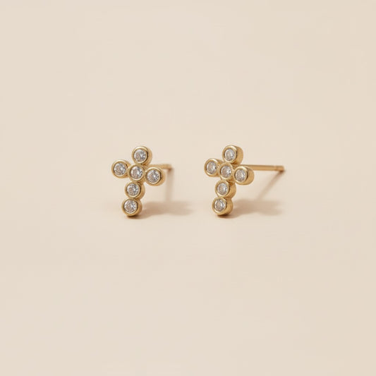 Cross Stud Earrings - Mini CZ Cross Earrings for Women - Hypoallergenic Religious Jewelry