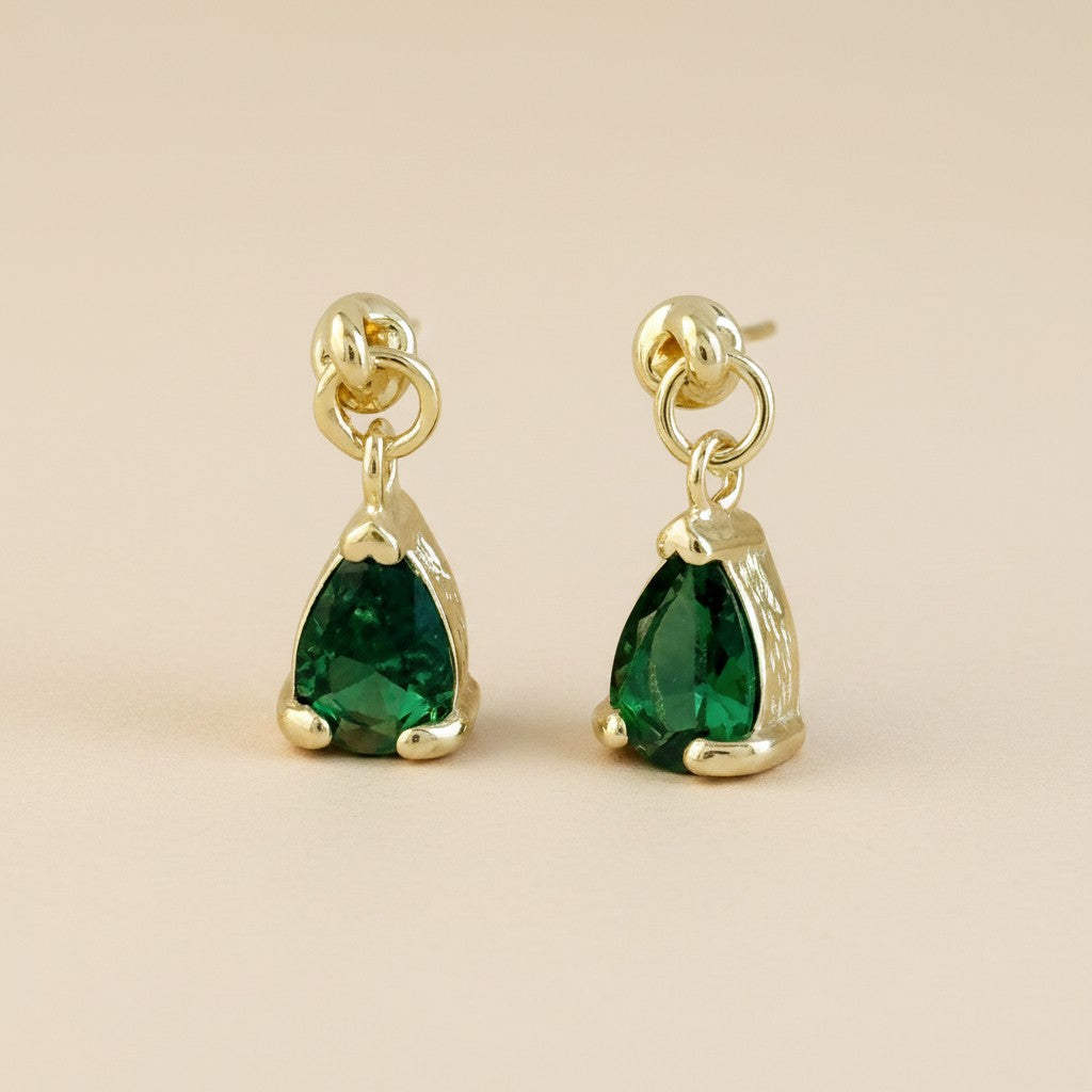 18k Gold Filled Colored CZ Teardrop  Earrings