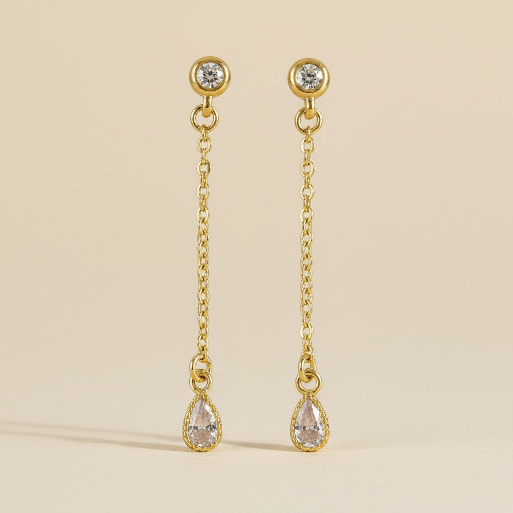 18k Gold Filled CZ Drop Earrings | Delicate Movement, Everyday Sparkle