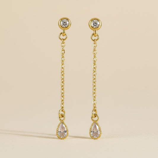 18k Gold Filled CZ Drop Earrings | Delicate Movement, Everyday Sparkle