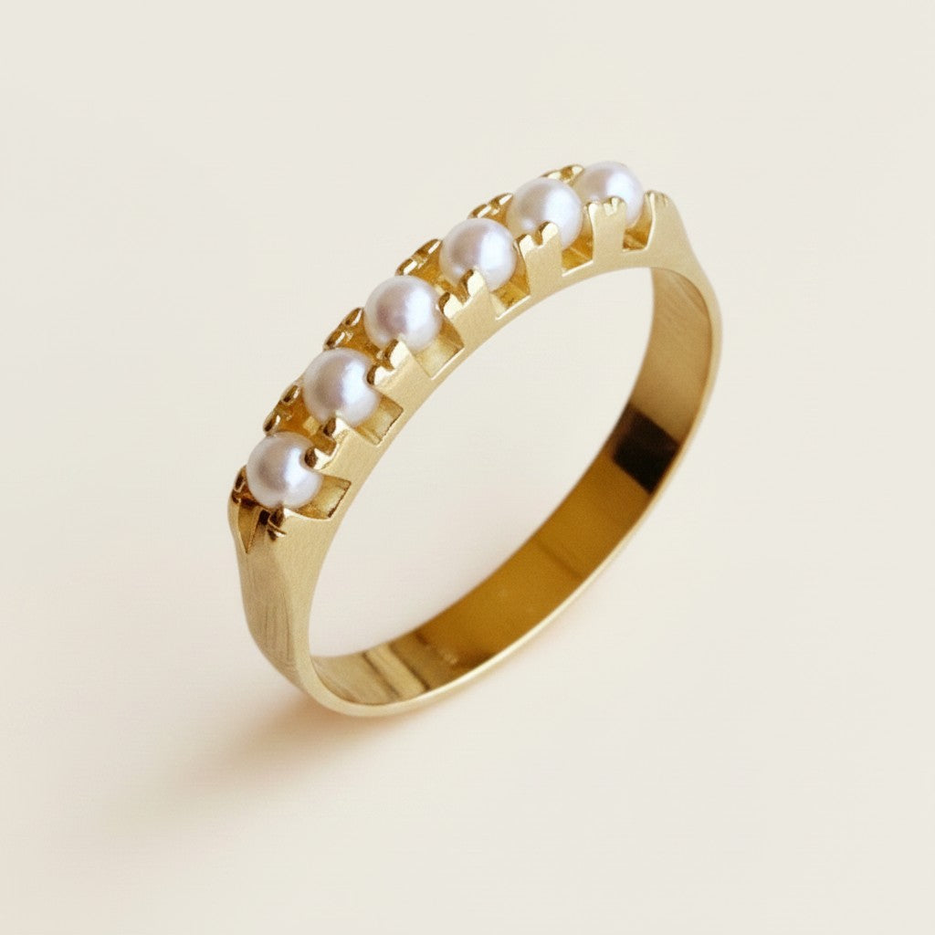 18k Gold Filled Synthetic Pearl Ring | Delicate Stackable Style